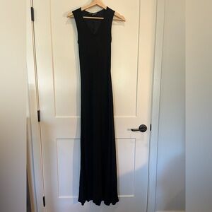 Vtg Betsy Johnson Black Label Sleeveless Black V neck maxi goth 90’s Y2K dress S
